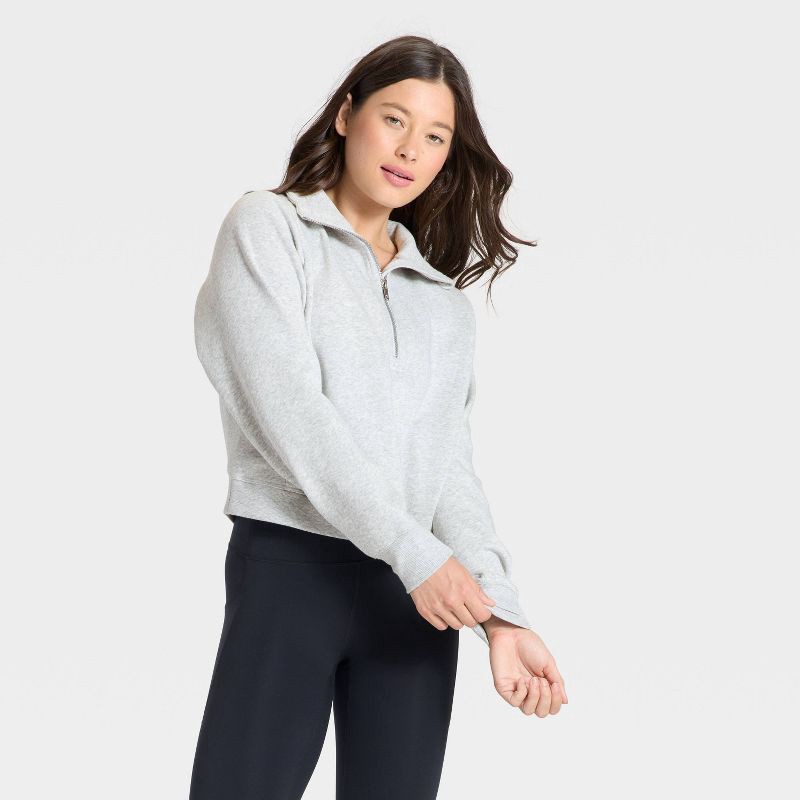 slide 1 of 5, Women's Active Comfort 1/2 Zip Pullover Sweatshirt - All In Motion™ Heathered Gray XS, 1 ct