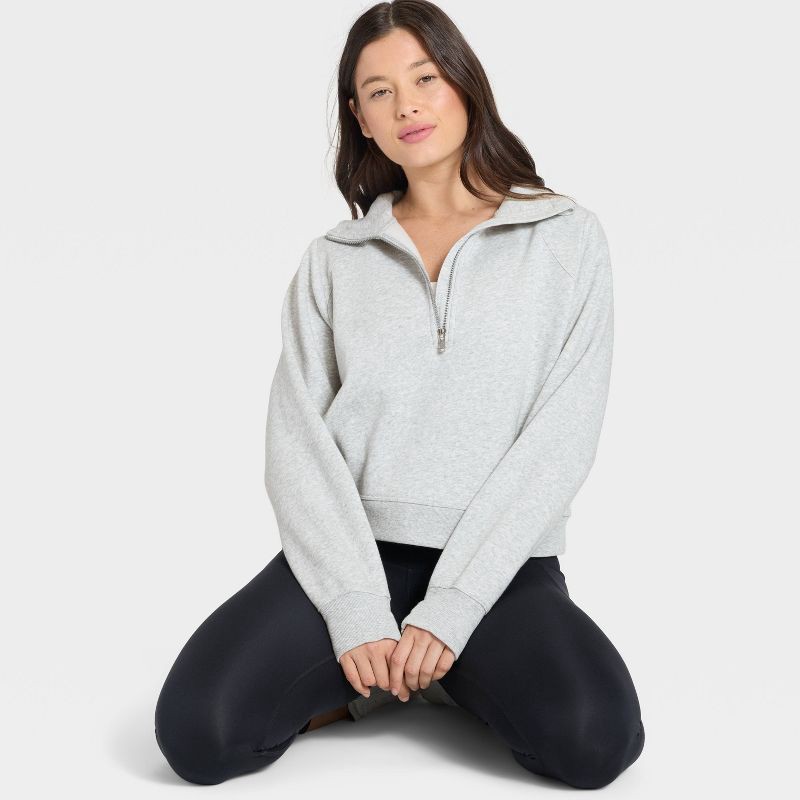 slide 4 of 5, Women's Active Comfort 1/2 Zip Pullover Sweatshirt - All In Motion™ Heathered Gray L, 1 ct