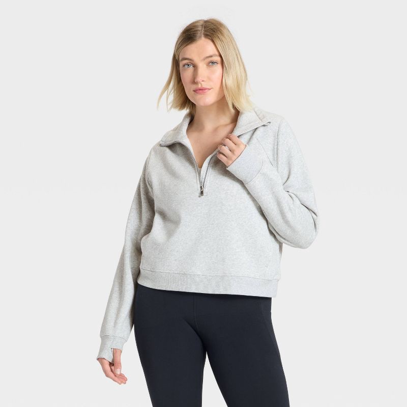 slide 5 of 5, Women's Active Comfort 1/2 Zip Pullover Sweatshirt - All In Motion™ Heathered Gray L, 1 ct