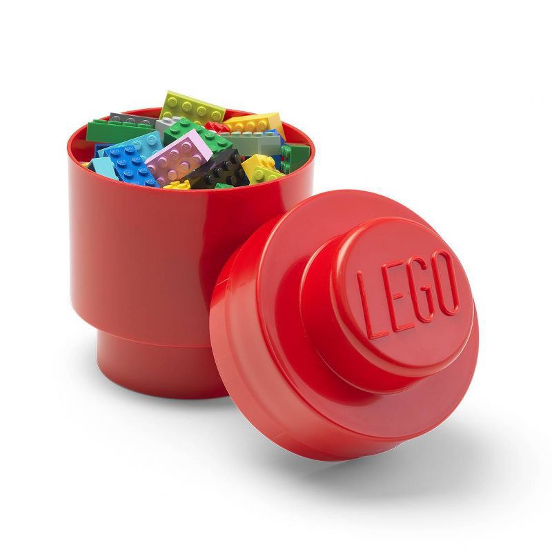 slide 2 of 2, LEGO Storage Brick 1 Round - Red: Polypropylene Building Kit Accessory, 1 ct