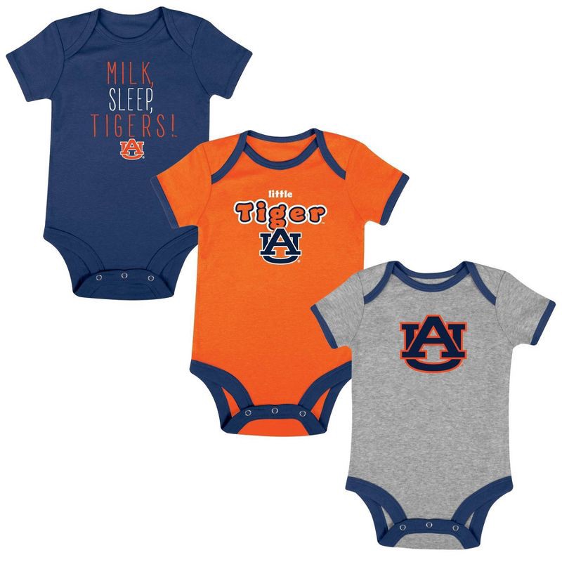slide 4 of 4, NCAA Auburn Tigers Infant Toddler Boys' 3pk Bodysuit - 6-9M, 3 ct