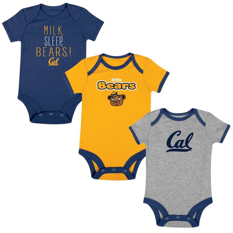 slide 4 of 4, NCAA Cal Golden Bears Infant Toddler Boys' 3pk Bodysuit - 3-6M, 3 ct