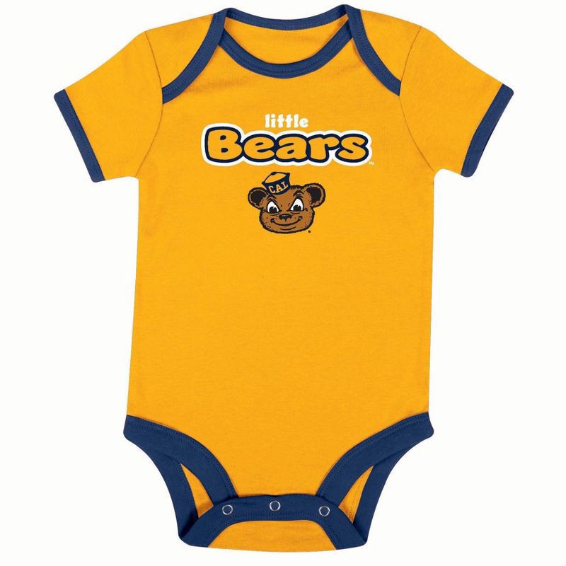 slide 1 of 4, NCAA Cal Golden Bears Infant Toddler Boys' 3pk Bodysuit - 3-6M, 3 ct