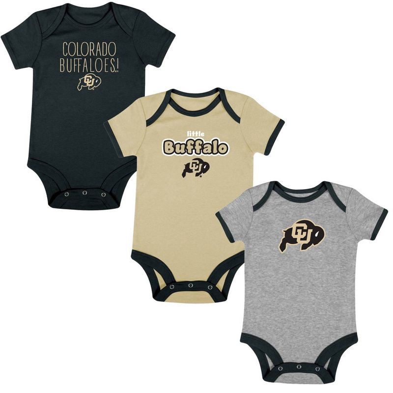 slide 4 of 4, NCAA Colorado Buffaloes Infant Toddler Boys' 3pk Bodysuit - 3-6M, 3 ct