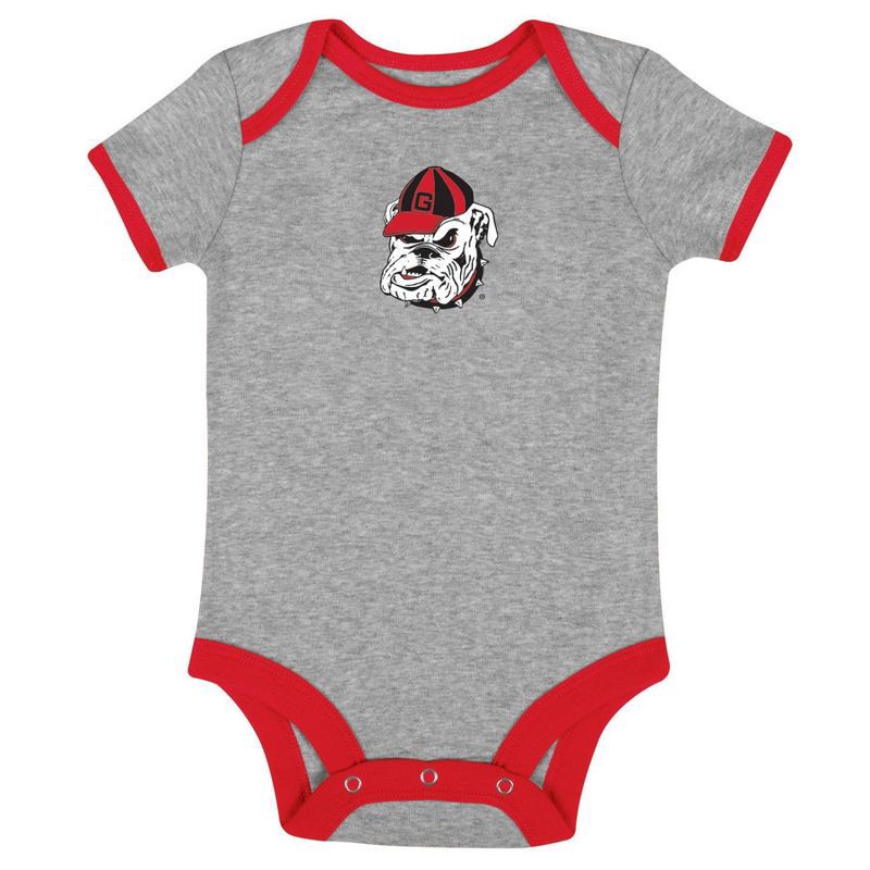 slide 2 of 4, NCAA Georgia Bulldogs Infant Toddler Boys' 3pk Bodysuit - 0-3M, 3 ct