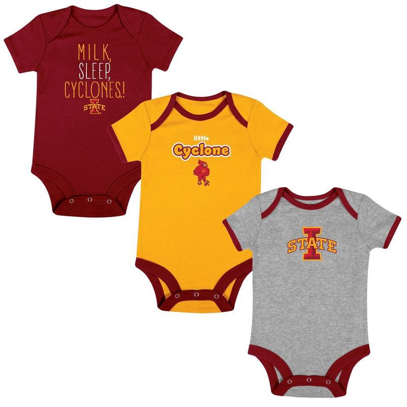 slide 4 of 4, NCAA Iowa State Cyclones Infant Toddler Boys' 3pk Bodysuit - 6-9M, 3 ct