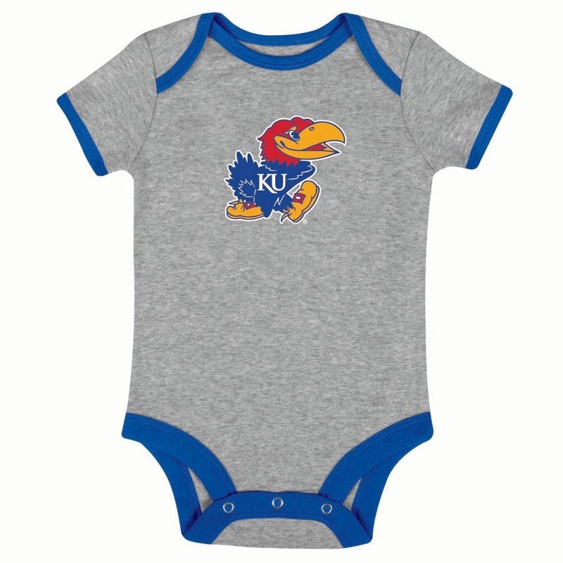 slide 3 of 4, NCAA Kansas Jayhawks Infant Toddler Boys' 3pk Bodysuit - 3-6M, 3 ct