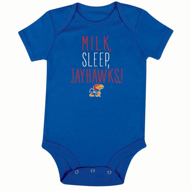 slide 2 of 4, NCAA Kansas Jayhawks Infant Toddler Boys' 3pk Bodysuit - 3-6M, 3 ct