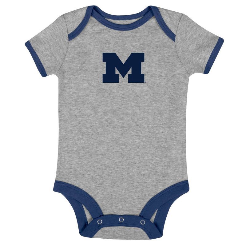 slide 3 of 4, NCAA Michigan Wolverines Infant Toddler Boys' 3pk Bodysuit - 3-6M, 3 ct