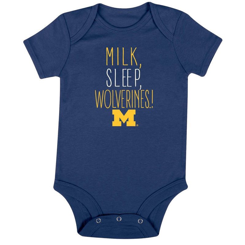 slide 2 of 4, NCAA Michigan Wolverines Infant Toddler Boys' 3pk Bodysuit - 3-6M, 3 ct