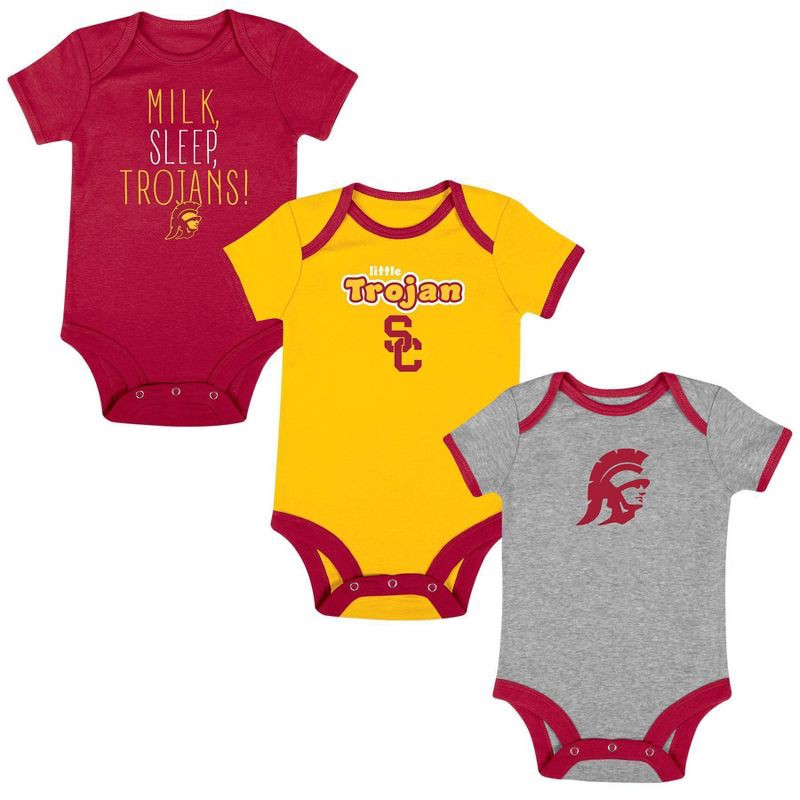 slide 4 of 4, NCAA USC Trojans Infant Boys' 3pk Bodysuit - 3-6M, 3 ct