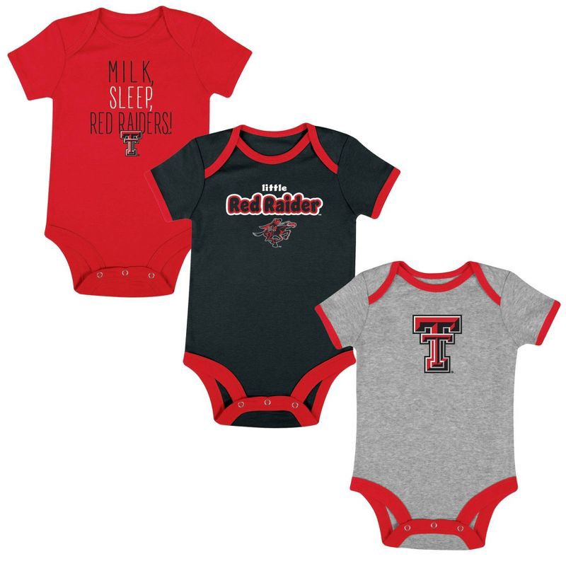 slide 4 of 4, NCAA Texas Tech Red Raiders Infant Boys' 3pk Bodysuit - 3-6M, 3 ct