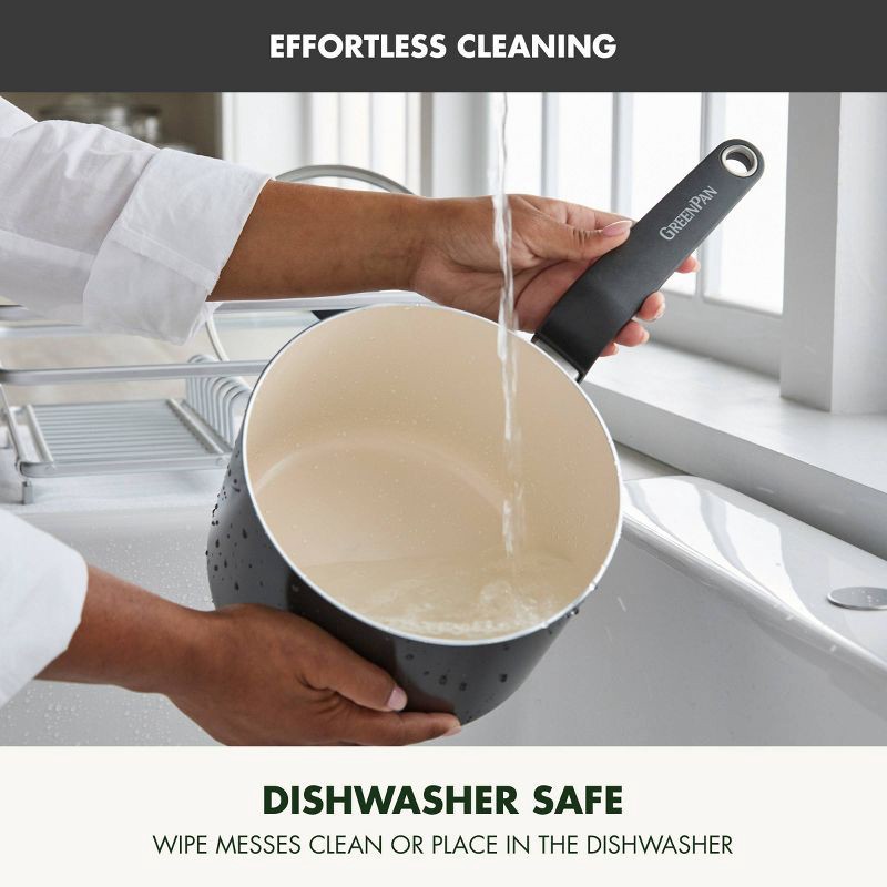 slide 8 of 9, GreenPan Rio Advanced 3qt Ceramic Nonstick Sauce Pan with Lid Black, 3 qt