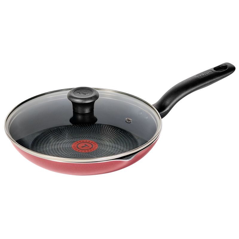 slide 1 of 10, T-Fal Simply Cook 10.5" Nonstick Fry Pan with Lid Red, 1 ct