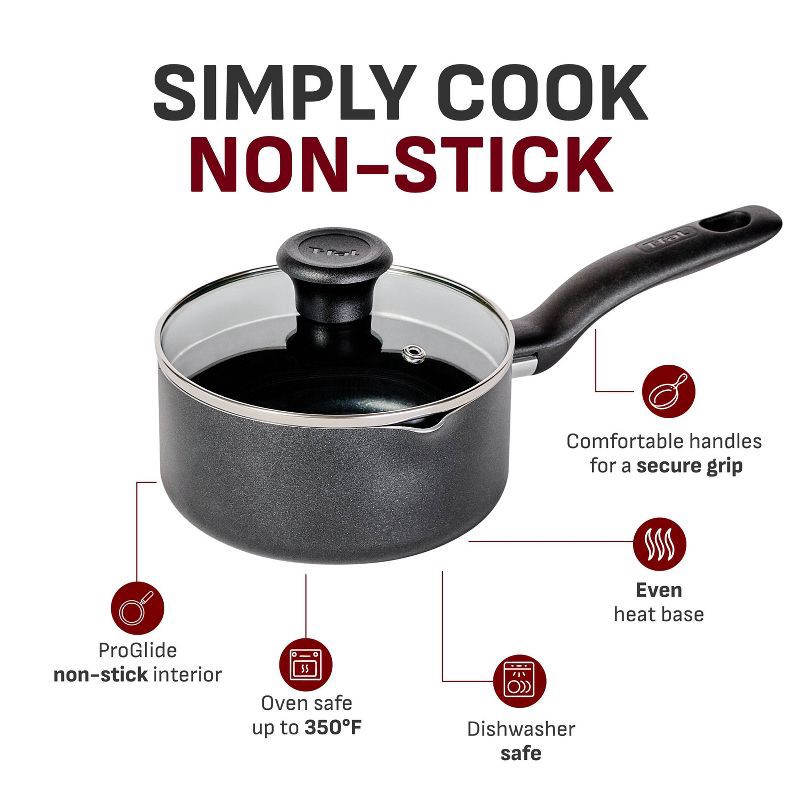 slide 9 of 10, T-Fal Simply Cook 8.5qt Nonstick Wide Stock Pot with Lid Black, 8.5 qt