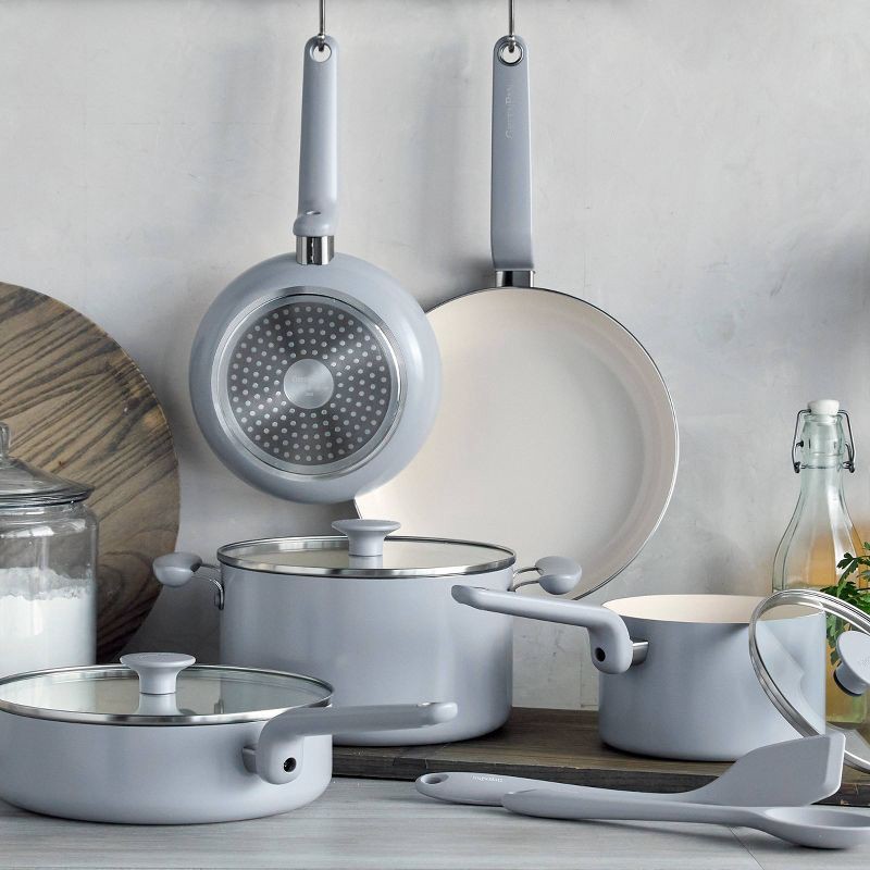 slide 2 of 10, GreenPan Rio Advanced 10pc Ceramic Nonstick Cookware Set Stardew Blue, 10 ct