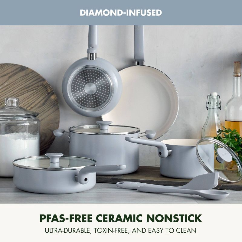 slide 3 of 10, GreenPan Rio Advanced 10pc Ceramic Nonstick Cookware Set Stardew Blue, 10 ct