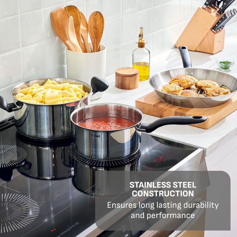 slide 2 of 9, T-Fal Simply Cook 1.6qt Stainless Steel Sauce Pan with Lid, 1.6 qt