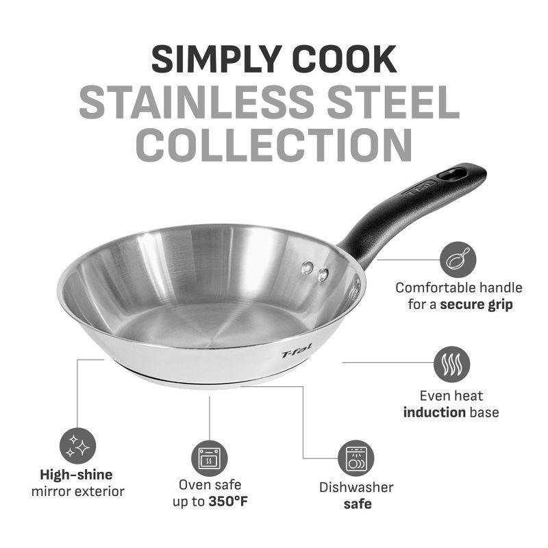 slide 8 of 9, T-Fal Simply Cook 1.6qt Stainless Steel Sauce Pan with Lid, 1.6 qt