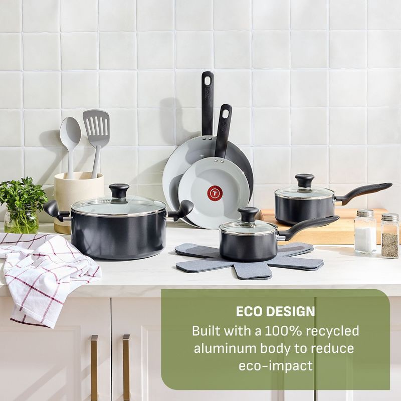 slide 7 of 9, T-Fal Simply Cook 3.2qt Ceramic Nonstick Sauce Pan with Lid Black, 3.2 qt