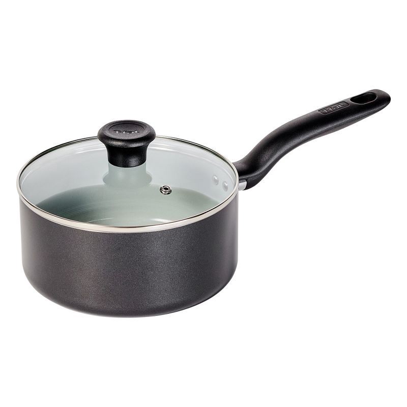 slide 1 of 9, T-Fal Simply Cook 3.2qt Ceramic Nonstick Sauce Pan with Lid Black, 3.2 qt
