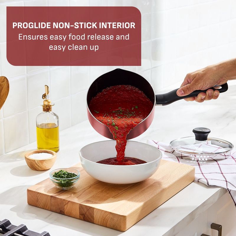 slide 2 of 10, T-Fal Simply Cook 3qt Nonstick Sauce Pan with Lid Red, 3 qt