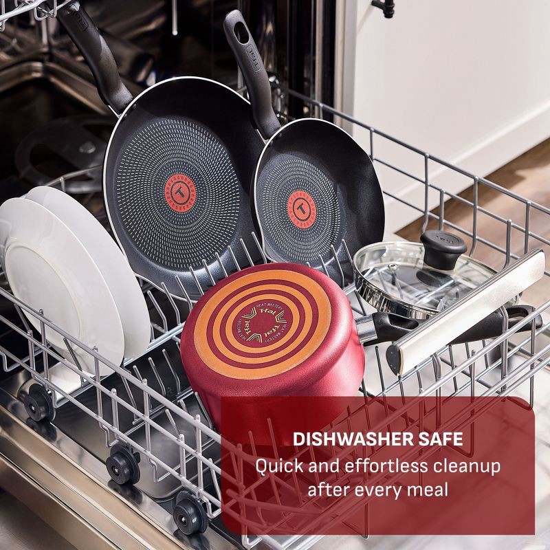 slide 7 of 10, T-Fal Simply Cook 3qt Nonstick Sauce Pan with Lid Red, 3 qt