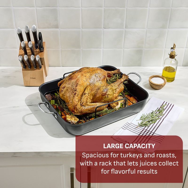 slide 3 of 10, T-Fal Simply Cook 13"x16" Nonstick Roaster Black, 1 ct