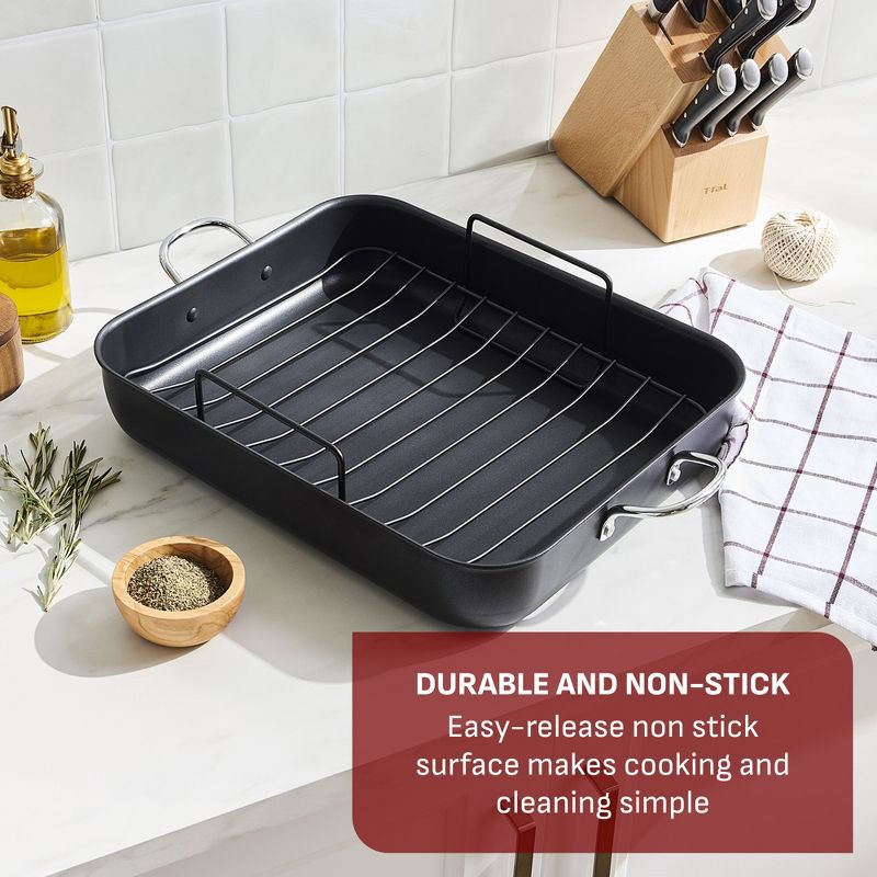 slide 4 of 10, T-Fal Simply Cook 13"x16" Nonstick Roaster Black, 1 ct