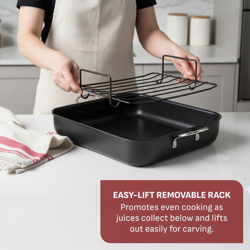 slide 5 of 10, T-Fal Simply Cook 13"x16" Nonstick Roaster Black, 1 ct