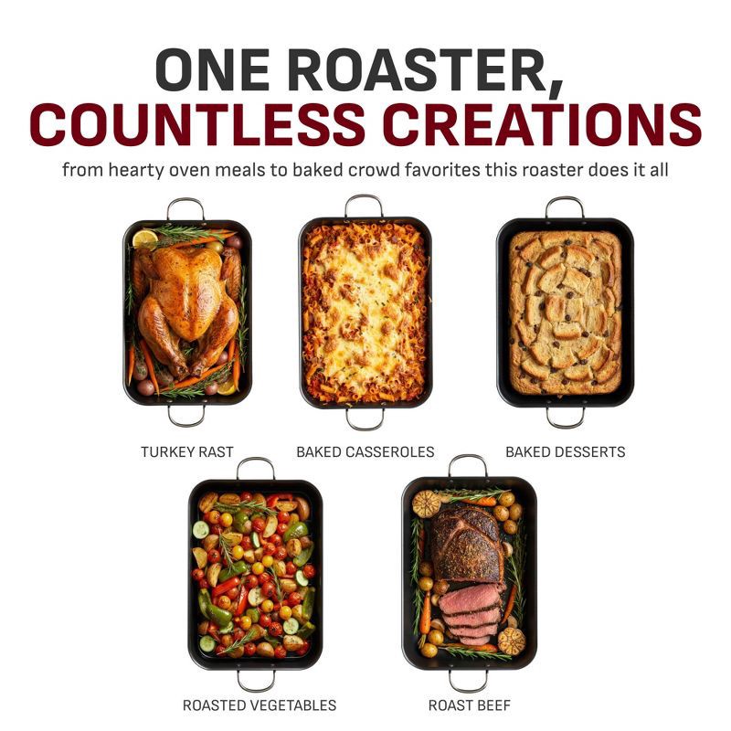 slide 8 of 10, T-Fal Simply Cook 13"x16" Nonstick Roaster Black, 1 ct