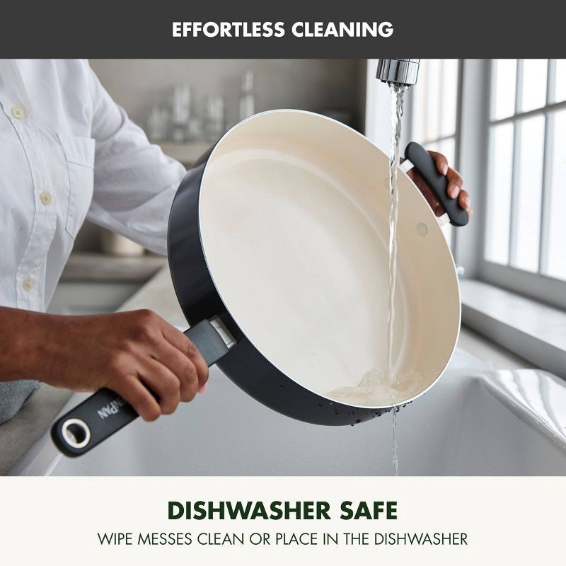 slide 8 of 9, GreenPan Rio Advanced 5qt Ceramic Nonstick Saute Pan with Lid Black, 5 qt