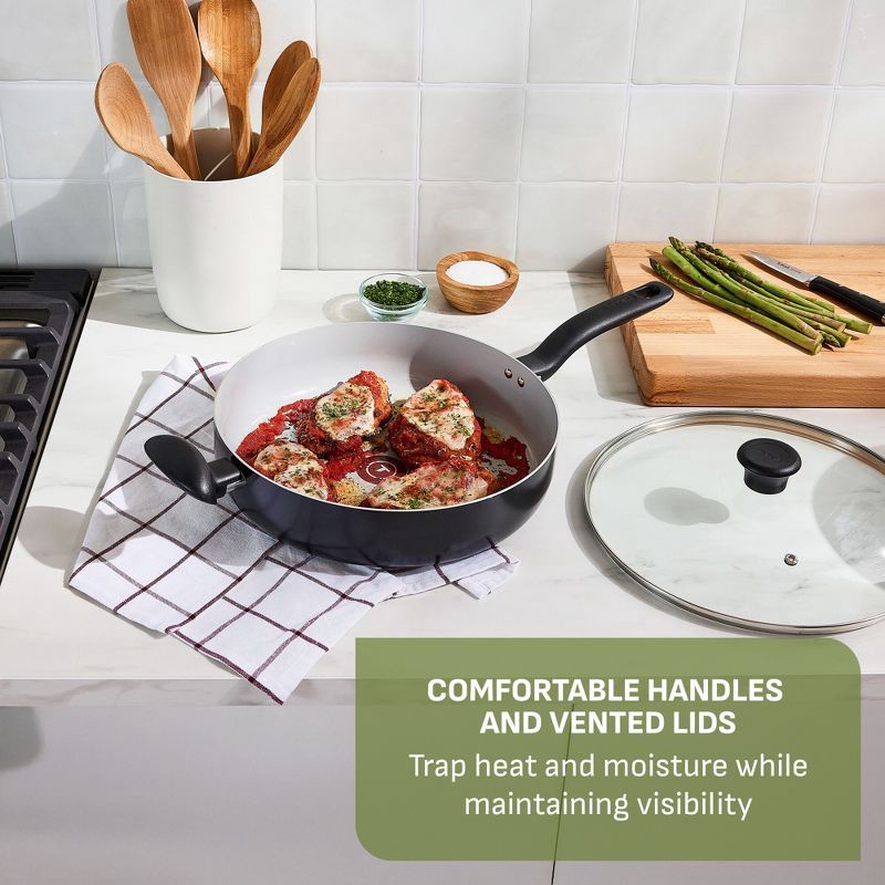 slide 4 of 10, T-Fal Simply Cook 5qt Ceramic Nonstick Saute with Lid Black, 5 qt