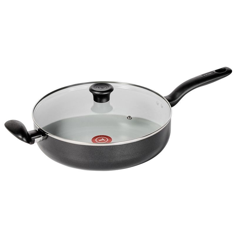 slide 1 of 10, T-Fal Simply Cook 5qt Ceramic Nonstick Saute with Lid Black, 5 qt
