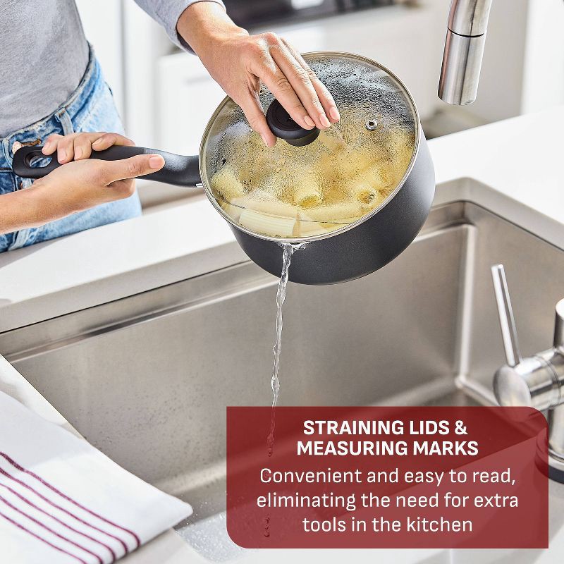 slide 6 of 11, T-Fal Simply Cook 3pc Nonstick 2qt Sauce Pan with Lid and 10.5" Fry Pan Cookware Set Black, 3 ct, 2 qt