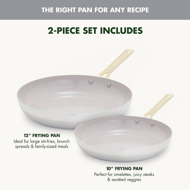 slide 4 of 9, GreenPan Nova Gallery 2pc (10" and 12") Stainless Steel and Ceramic Nonstick Champagne Handle Fry Pan Set, 2 ct