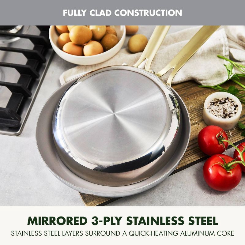 slide 6 of 9, GreenPan Nova Gallery 2pc (10" and 12") Stainless Steel and Ceramic Nonstick Champagne Handle Fry Pan Set, 2 ct