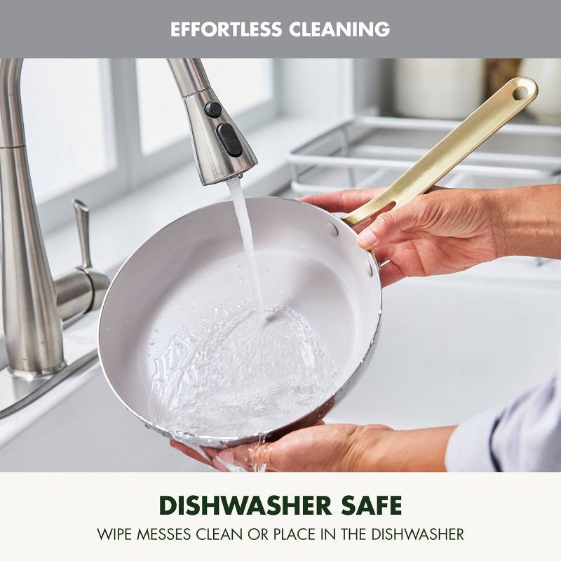 slide 8 of 9, GreenPan Nova Gallery 2pc (10" and 12") Stainless Steel and Ceramic Nonstick Champagne Handle Fry Pan Set, 2 ct