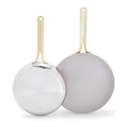 GreenPan Nova Gallery 2pc (10" and 12") Stainless Steel and Ceramic Nonstick Champagne Handle Fry Pan Set