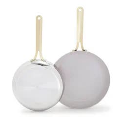 GreenPan Nova Gallery 2pc (10" and 12") Stainless Steel and Ceramic Nonstick Champagne Handle Fry Pan Set