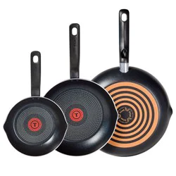 T-Fal Simply Cook 3pc (8", 10.5" and 12") Nonstick Fry Pan Set Black