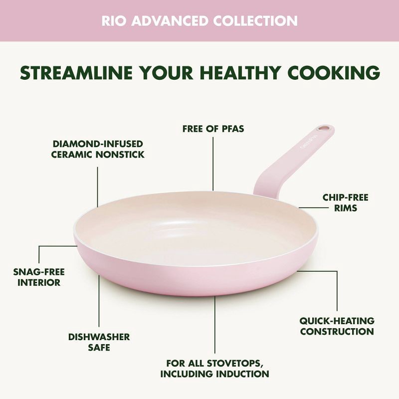slide 5 of 10, GreenPan Rio Advanced 10pc Ceramic Nonstick Cookware Set Pink, 10 ct
