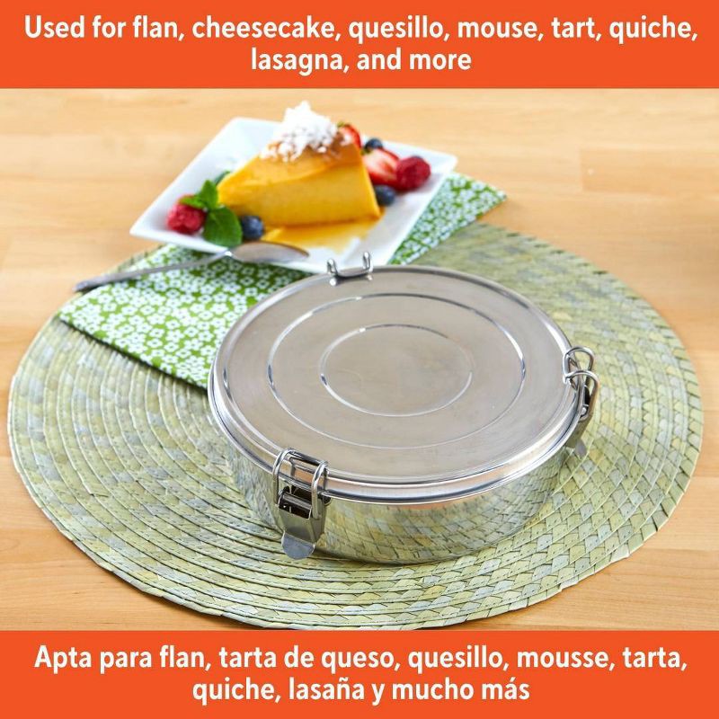 slide 8 of 8, IMUSA 8.3" 2qt Stainless Steel Large Flan Mold, 2 qt