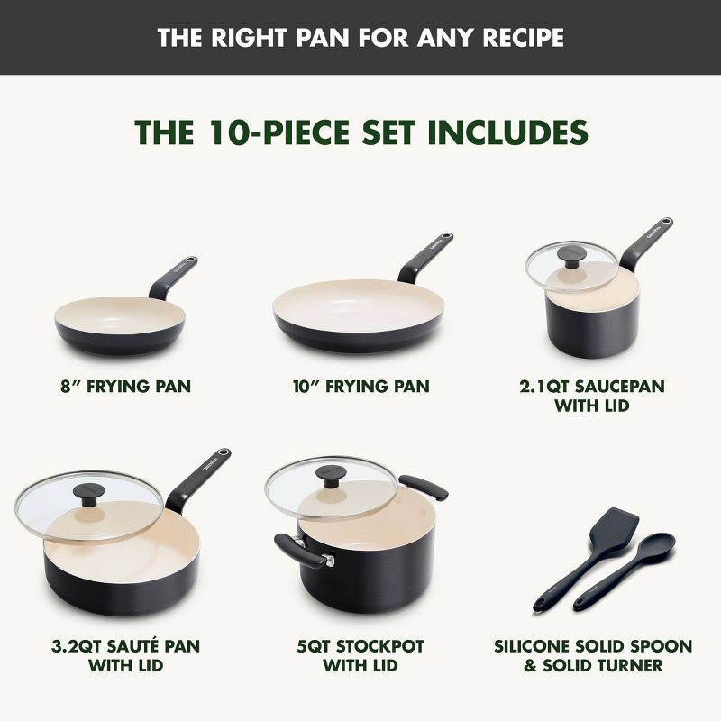 slide 4 of 10, GreenPan Rio Advanced 10pc Ceramic Nonstick Cookware Set Black, 10 ct