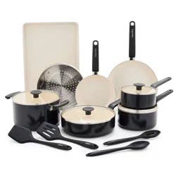 GreenPan Rio Advanced 16pc Ceramic Nonstick Cookware Set Black