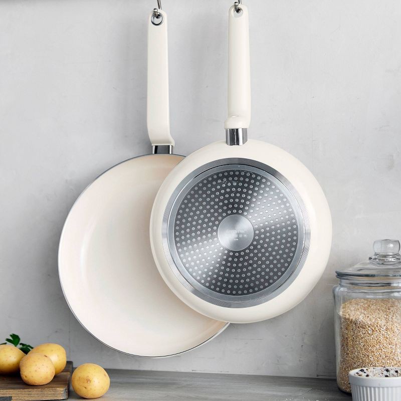 slide 2 of 9, GreenPan Rio Advanced 2pc (10" and 12") Ceramic Nonstick Fry Pan Set Cream, 2 ct