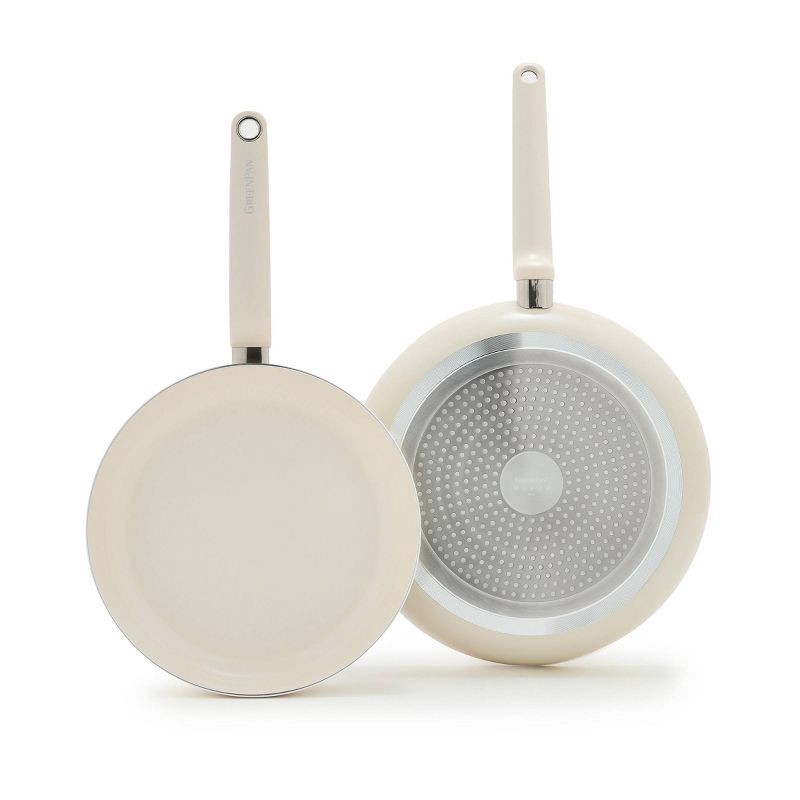 slide 1 of 9, GreenPan Rio Advanced 2pc (10" and 12") Ceramic Nonstick Fry Pan Set Cream, 2 ct
