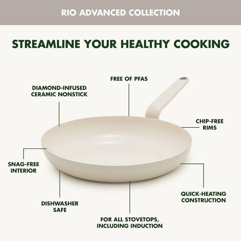 slide 5 of 9, GreenPan Rio Advanced 2pc (10" and 12") Ceramic Nonstick Fry Pan Set Cream, 2 ct