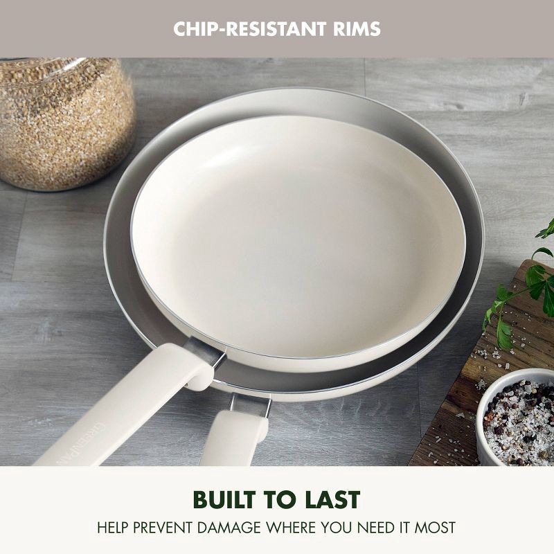 slide 7 of 9, GreenPan Rio Advanced 2pc (10" and 12") Ceramic Nonstick Fry Pan Set Cream, 2 ct