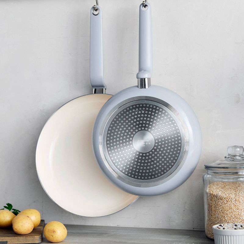 slide 2 of 9, GreenPan Rio Advanced 2pc (10" and 12") Ceramic Nonstick Fry Pan Set Stardew Blue, 2 ct